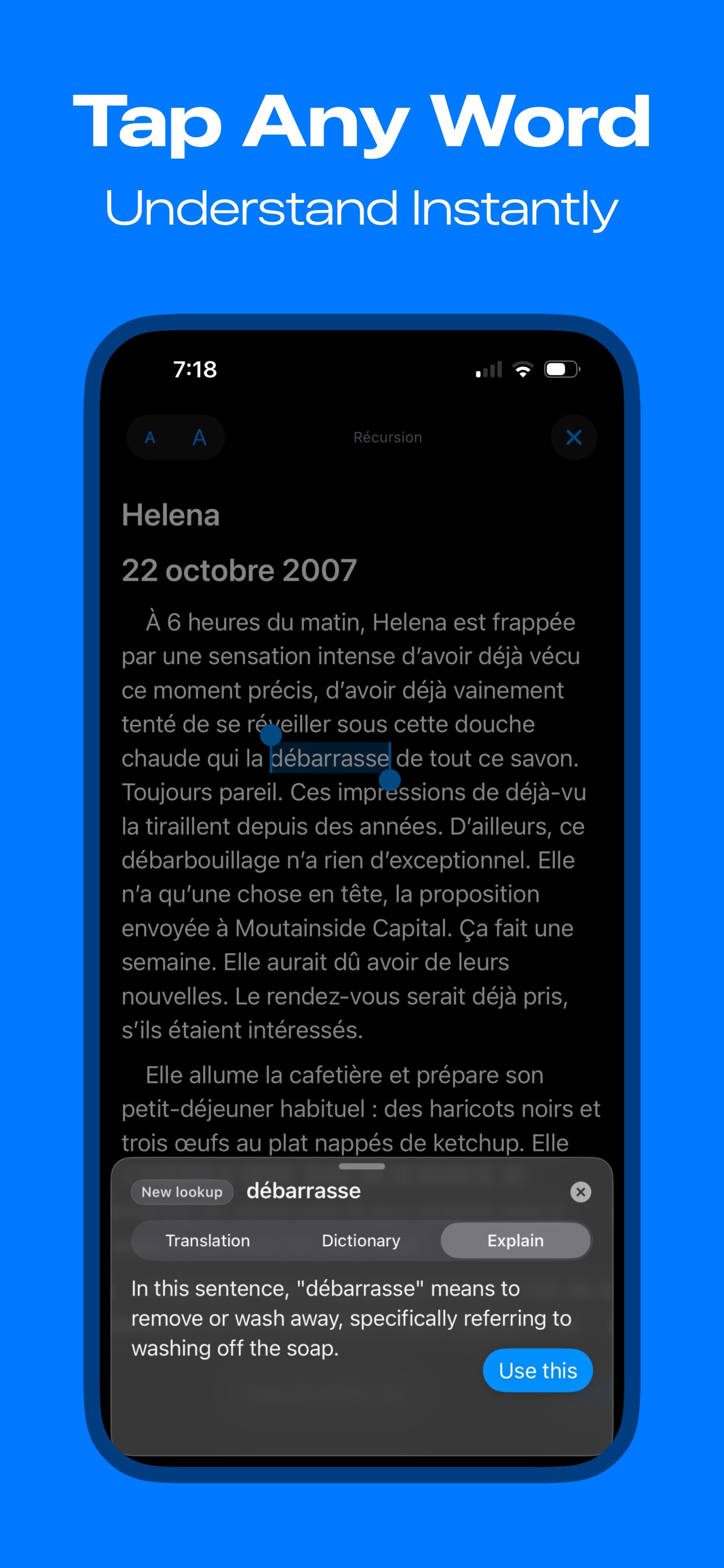 Reading interface